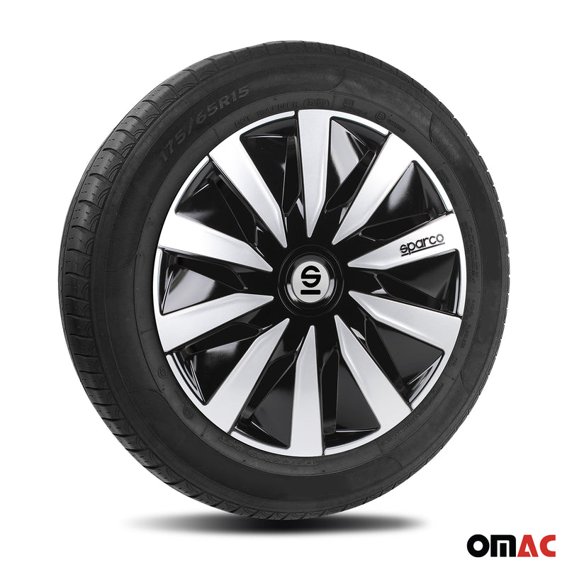 Coprimozzi Sparco 15 pollici Lazio Nero Argento 4 pezzi