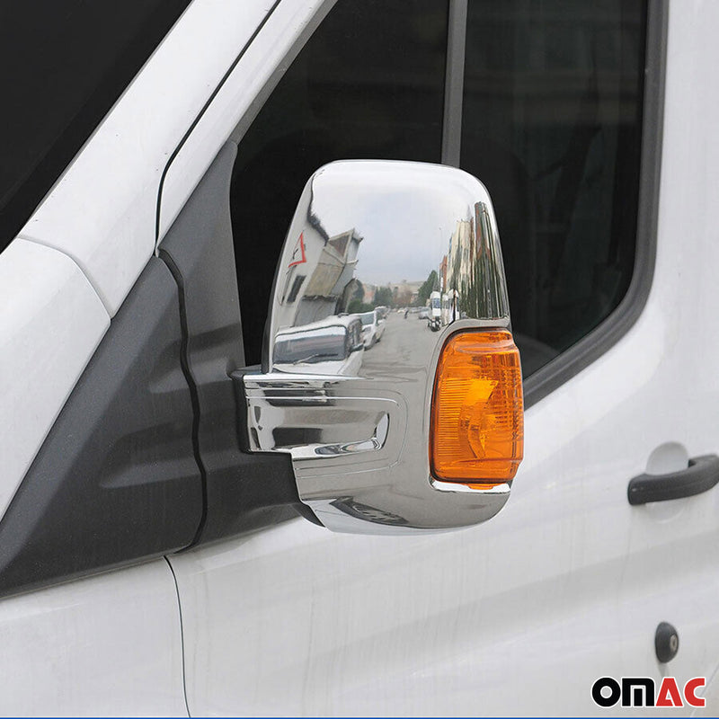 Spiegelkappen Spiegelabdeckung für Ford Transit 2014-2025 Chrom ABS Silber 2tlg