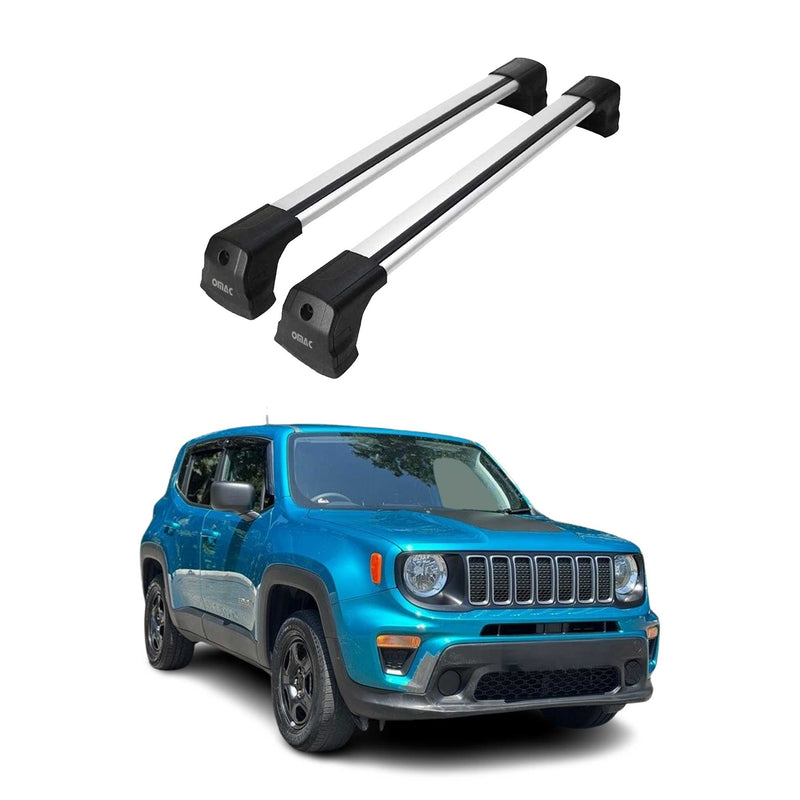 Portapacchi da tetto per Jeep Renegade 2014-2024 portapacchi base grigio alluminio 2 pezzi