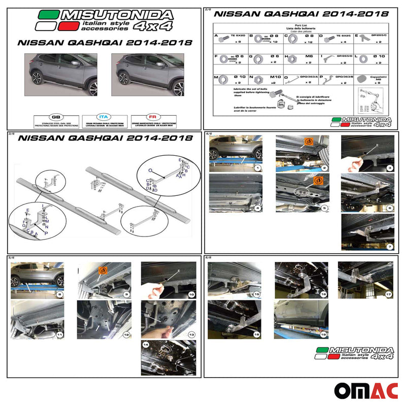 Edelstahl Seitenschweller Schwellerrohre für Nissan Qashqai 2014-2021 Silber