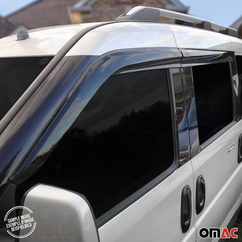 4 deflettori d'aria e deflettori antipioggia per Ford Tourneo Courier 2014-2024 in acrilico scuro