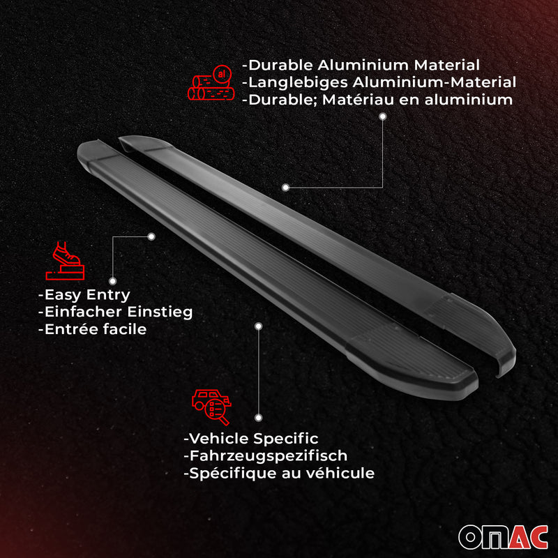 Minigonne laterali in alluminio per Citroen Berlingo L1 2008-2018 2x Nero