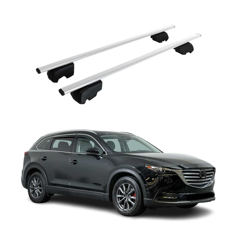 Portapacchi da tetto per Mazda CX-9 2016-2023 portapacchi base ABE alluminio argento