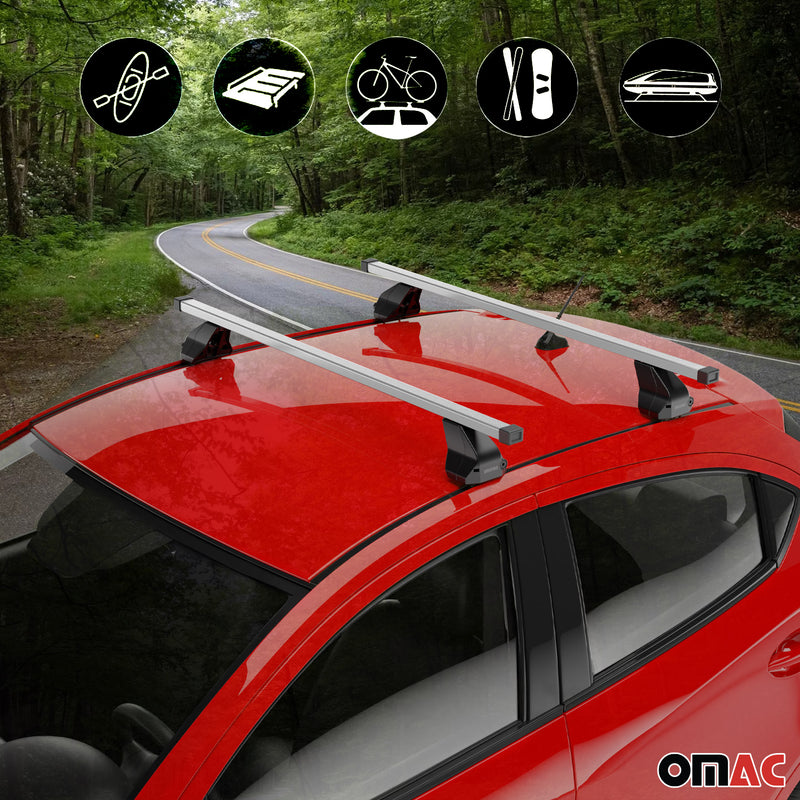 Portapacchi in acciaio Menabo per VW Caddy 2015-2020, 2 pezzi, colore argento