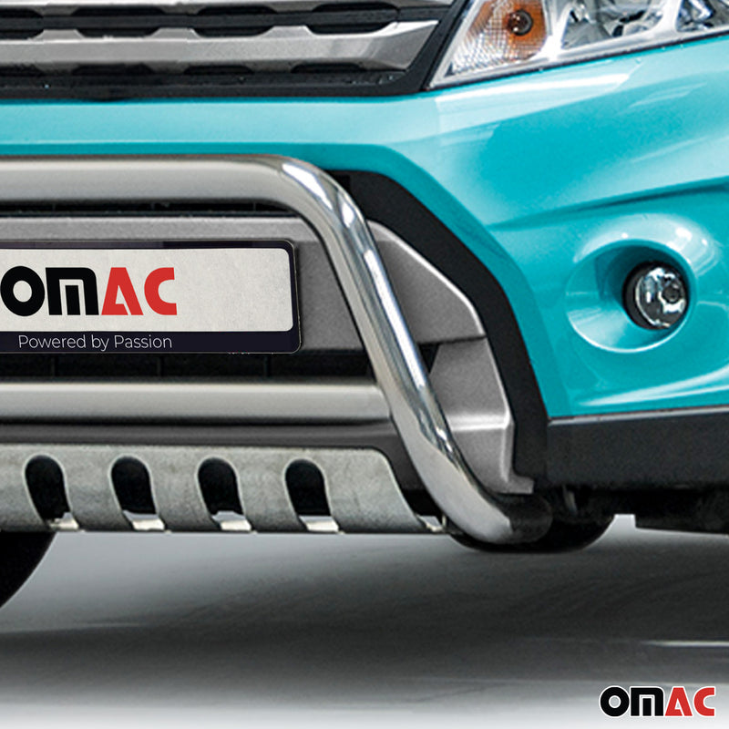 Protezione anteriore per Suzuki Vitara 2015-2018 con ABE in acciaio inox argento 