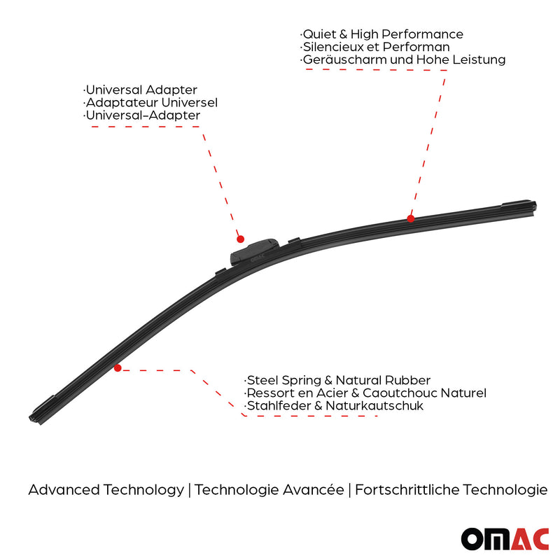OMAC Universal Scheibenwischer 13" 325mm Wischerblätter Vorne Schwarz Naturgummi