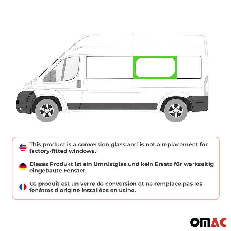 2006-2024 Fiat Ducato Fensterscheibe Mittlere linke Seite L3 L4 Schwarz