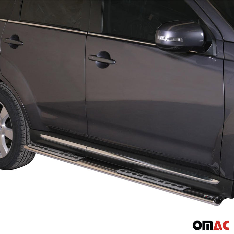Minigonne laterali in acciaio inox per Mitsubishi Outlander 2010-2012 Grigio