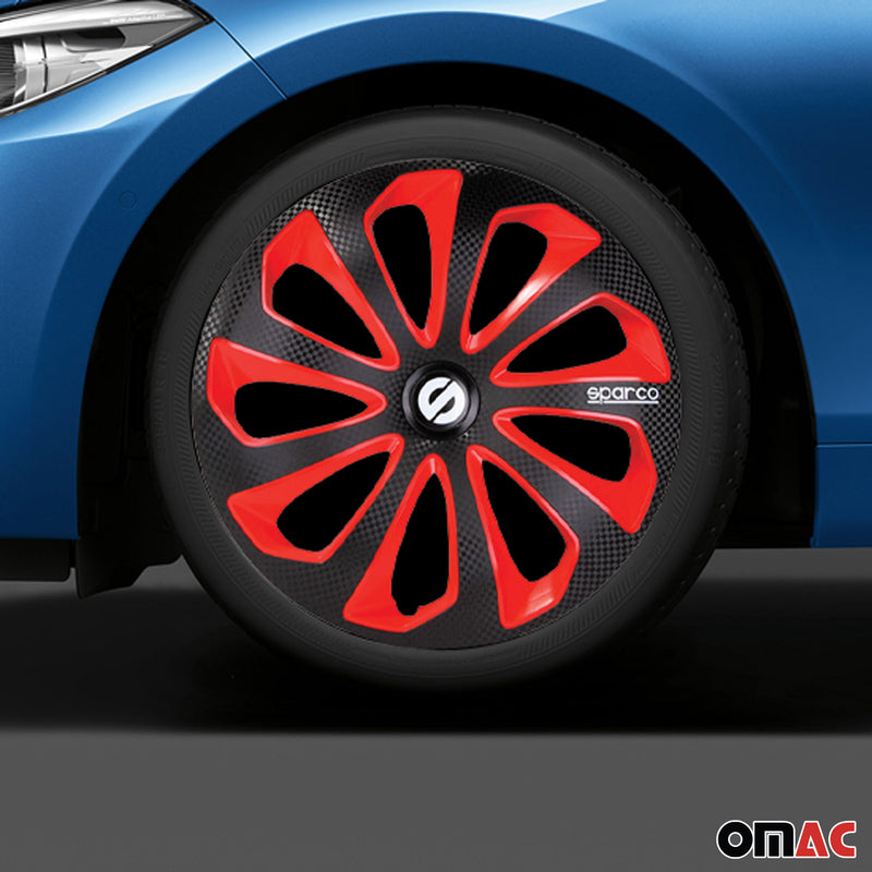 Coprimozzi Sparco 16 pollici Sicilia Nero Rosso Carbonio 4 pezzi
