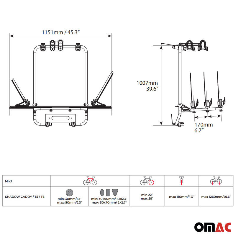 Portabiciclette posteriore E Bike 3 bici VW Caddy