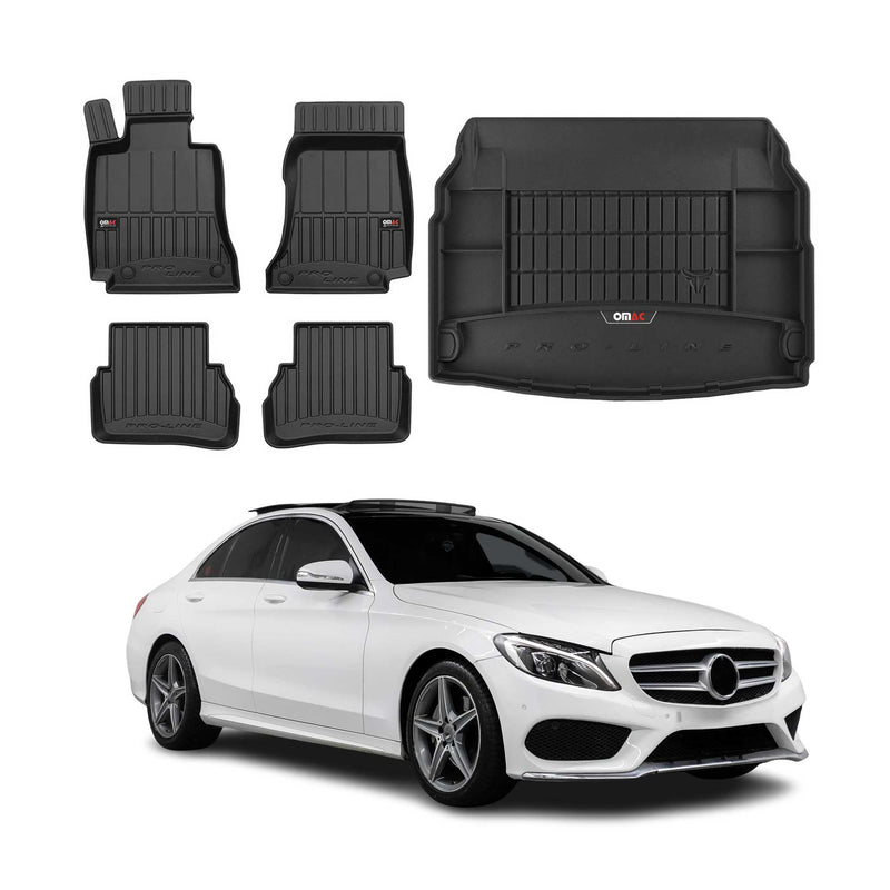 Set di tappetini e vaschetta per bagagliaio OMAC per Mercedes Classe C W205 2013-2025 in gomma