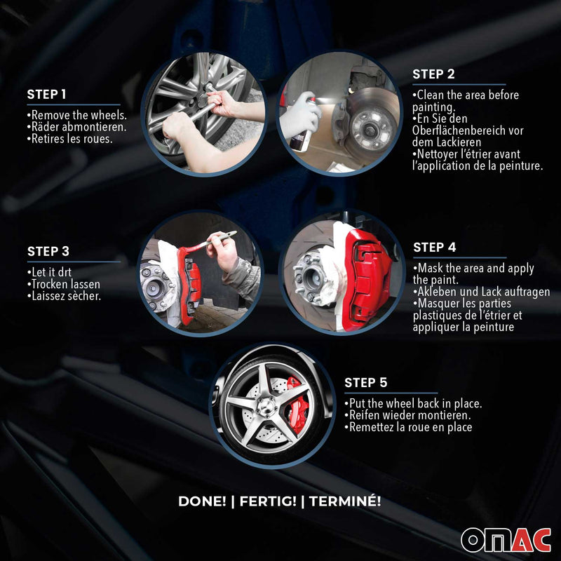 Vernice per pinze freno OMAC, vernice per pinze freno, set di vernici per auto lucide color rosso Texas 