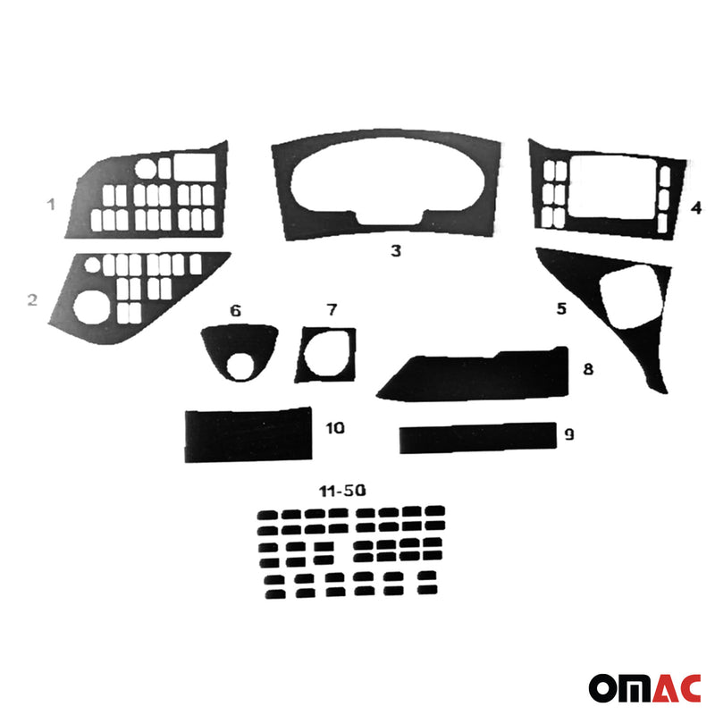 Decorazione interna abitacolo per Mercedes Travego 2012-2015 look Piano Black 50 pezzi 