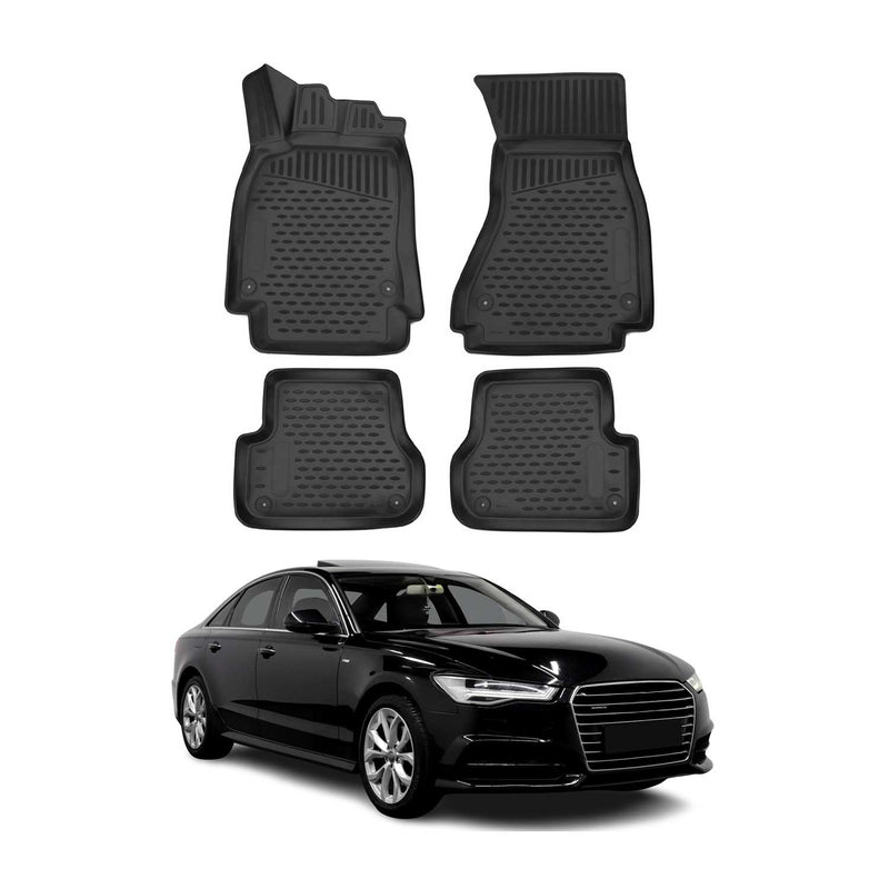 Tappetini Audi A6 C7 2011-2018 in TPE nero, 4 pezzi