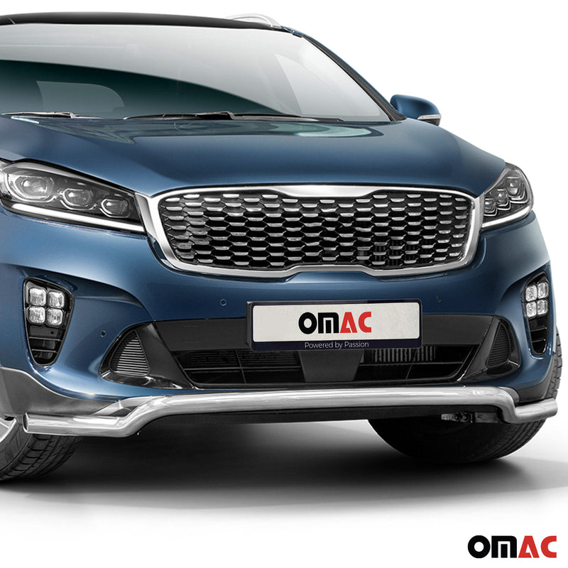 Protezione anteriore per Kia Sorento 2018-2025 bassa con ABE acciaio argento 