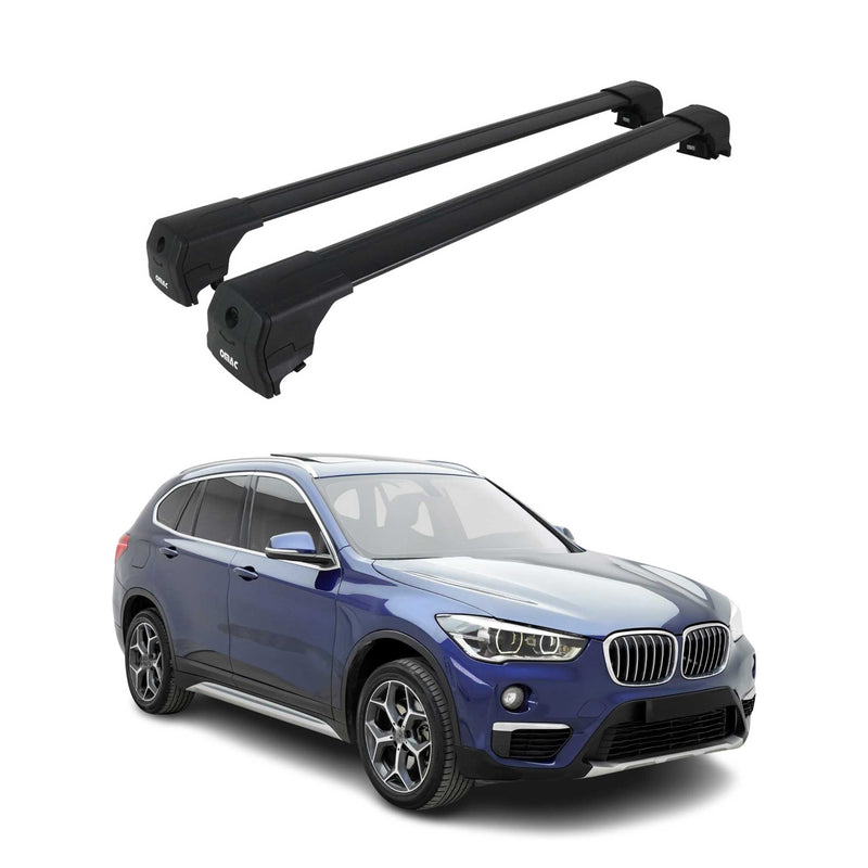 Portapacchi da tetto per BMW X1 F48 2015-2022 ABE portapacchi base in alluminio nero