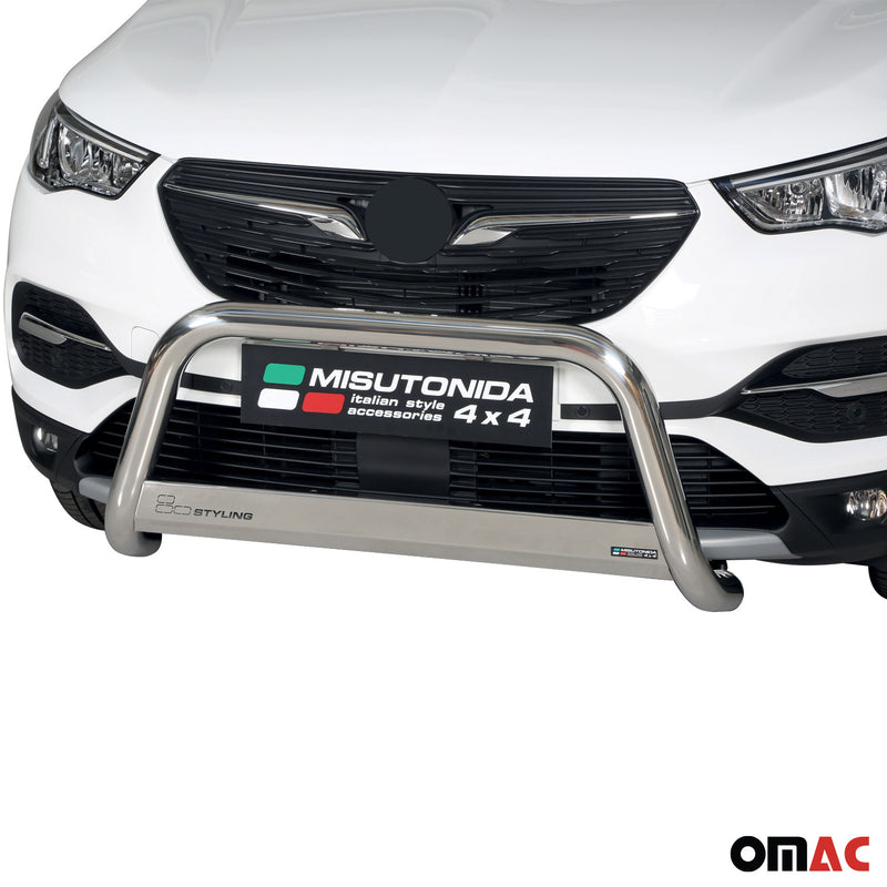 Barra di protezione anteriore per Opel Grandland X 2017-2021 ø63mm acciaio argento 