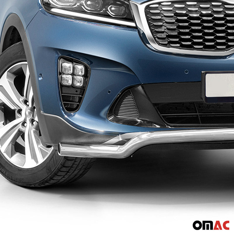 Protezione anteriore per Kia Sorento 2018-2025 bassa con ABE acciaio argento 