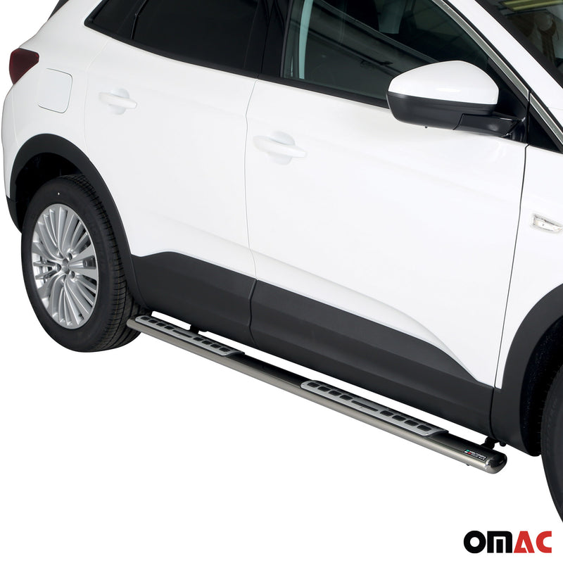 Edelstahl Seitenschweller Schwellerrohre für Opel Grandland X 2018-2025 Silber