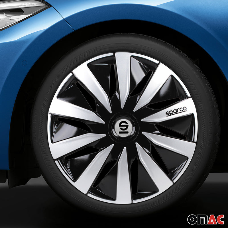 Coprimozzi Sparco 14 pollici Lazio Nero Argento 4 pezzi