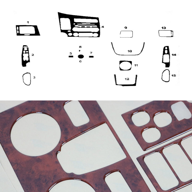 Decorazione interna abitacolo per Honda Civic 2005-2011 effetto radica, 15 pezzi 