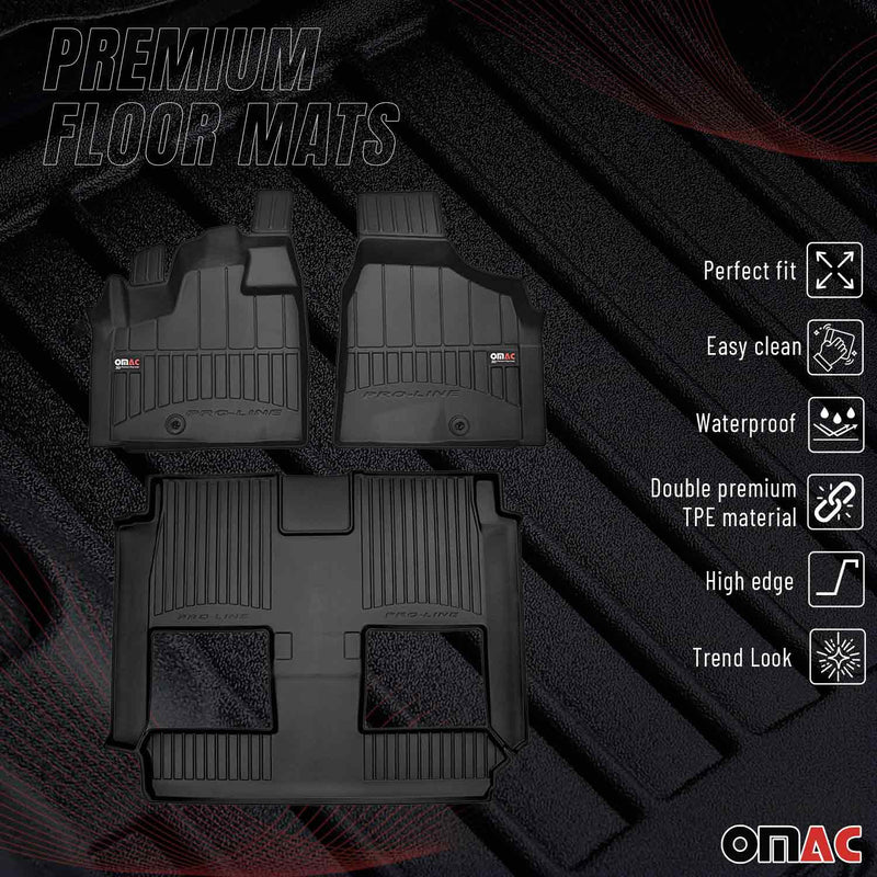 Tappetini in gomma OMAC Premium per Dodge Grand Caravan/Voyager 2008-2020, neri