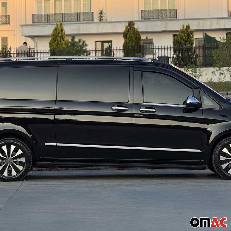 Protezione per porta laterale con striscia di protezione per porta per Mercedes Vito W447 doppia porta L3 in acciaio inox lungo