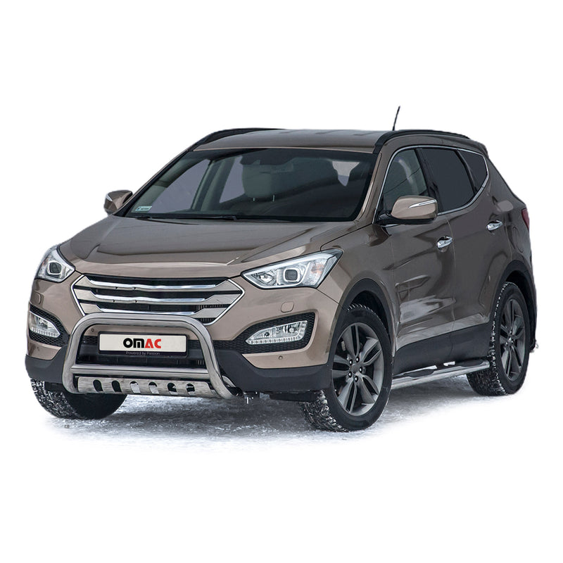 Protezione anteriore per Hyundai Santa Fe 2012-2018 ABE acciaio inox argento 
