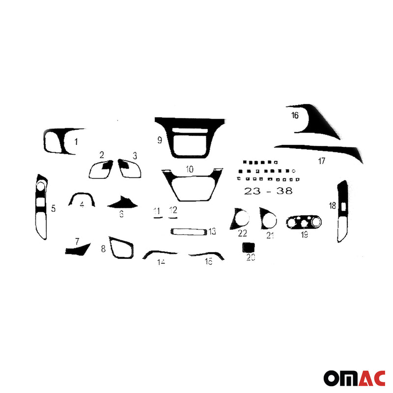Decorazione interna abitacolo per Iveco Daily 2014-2019 look Piano Black 38 pezzi 