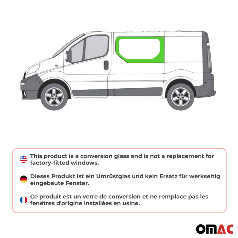 Finestrino laterale per auto per Nissan Primastar 2001-2014 Sinistro L1 L2 Nero