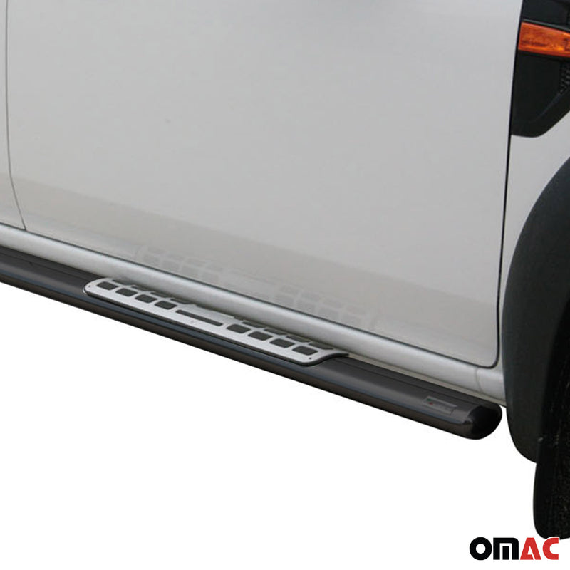 Stahl Schwellerrohre Trittbretter für Ford Ranger Double Cab 2009-2011 Schwarz