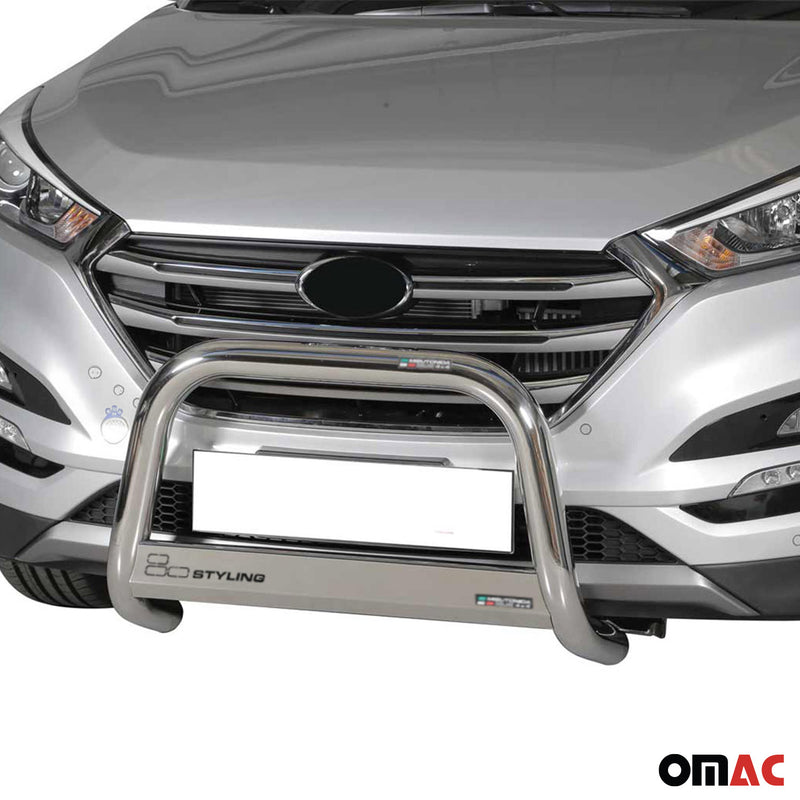 Barra di protezione anteriore per Hyundai Tucson 2015-2018 ø63mm acciaio argento 