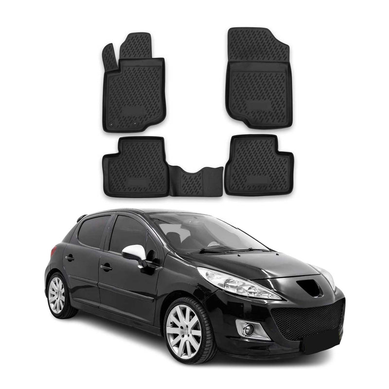 2006-2014 Peugeot 207 Fußmatten TPE Schwarz 4 tlg