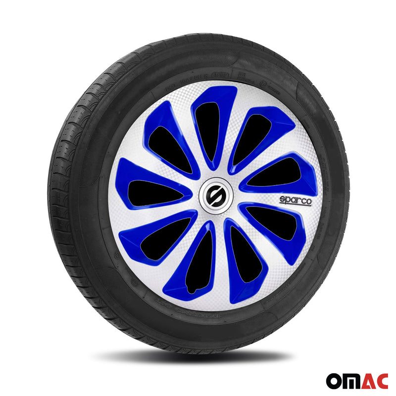 Coprimozzi Sparco 14 pollici Sicilia Argento Blu Carbonio 4 pezzi