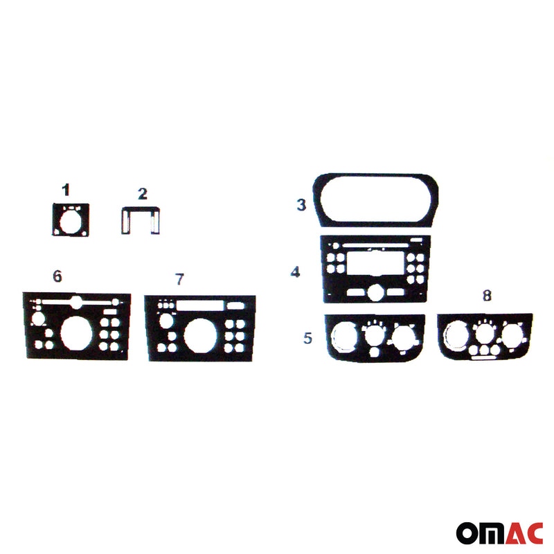 Decorazione interna abitacolo per Opel Corsa C 2000-2009 effetto radica 8 pezzi 