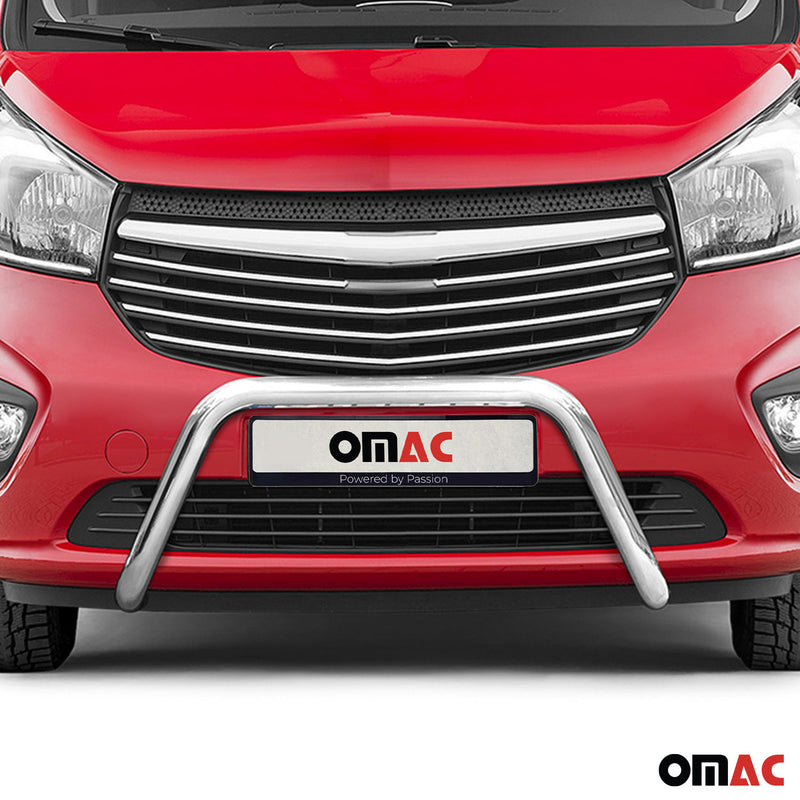 Barra di protezione anteriore per Opel Vivaro 2014-2019 con ABE acciaio argento 
