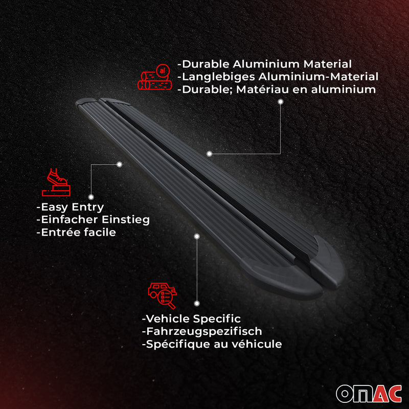 Minigonne laterali, pedane sottoporta per Kia Soul 2013-2019 alluminio nero