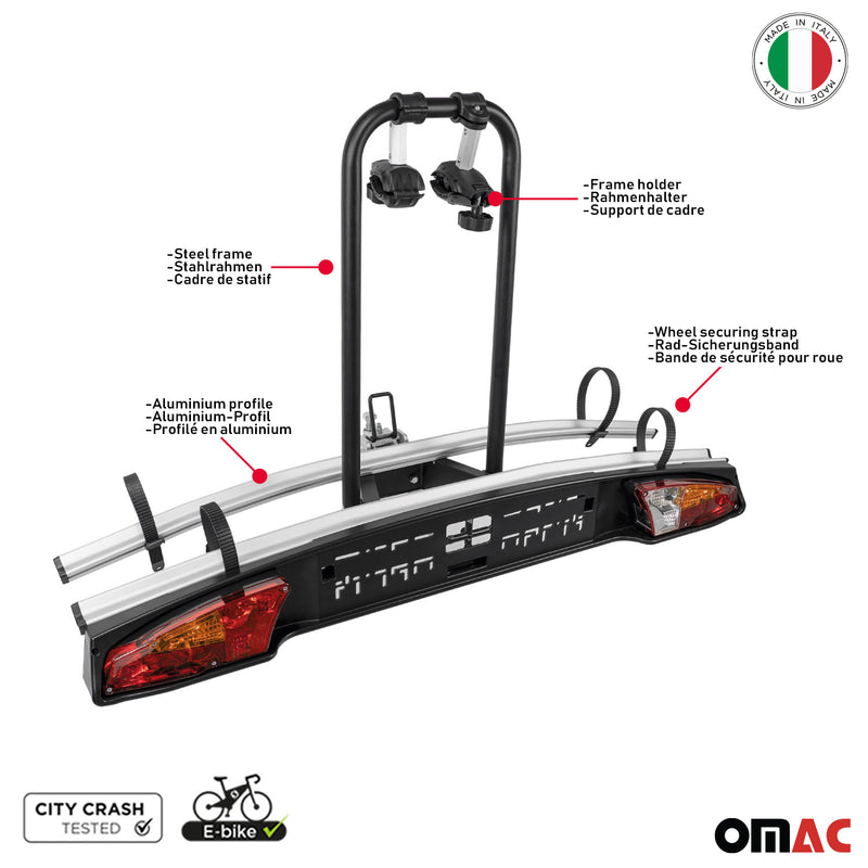 portabici gancio traino bici elettrica 2 bici