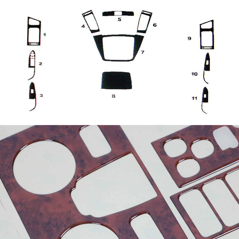 Decorazione interna abitacolo per Hyundai i30 2007-2012 effetto radica, 11 pezzi 