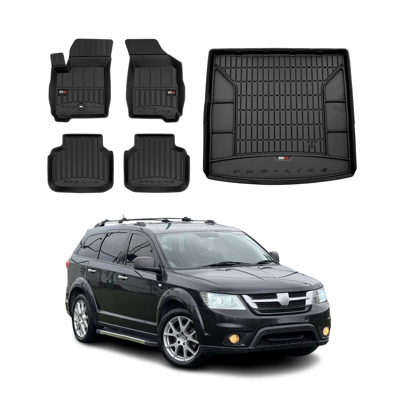 Set tappetini e vaschetta per bagagliaio OMAC per Fiat Freemont 2011-2015 in gomma 5 pezzi
