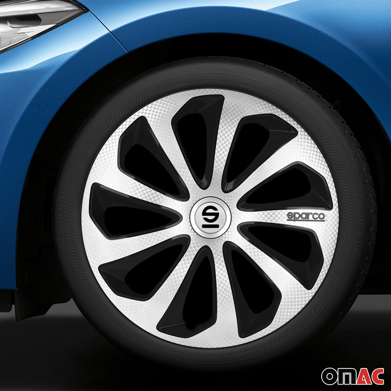 Coprimozzi Sparco 16 pollici Sicilia Argento Carbonio Nero 4 pezzi