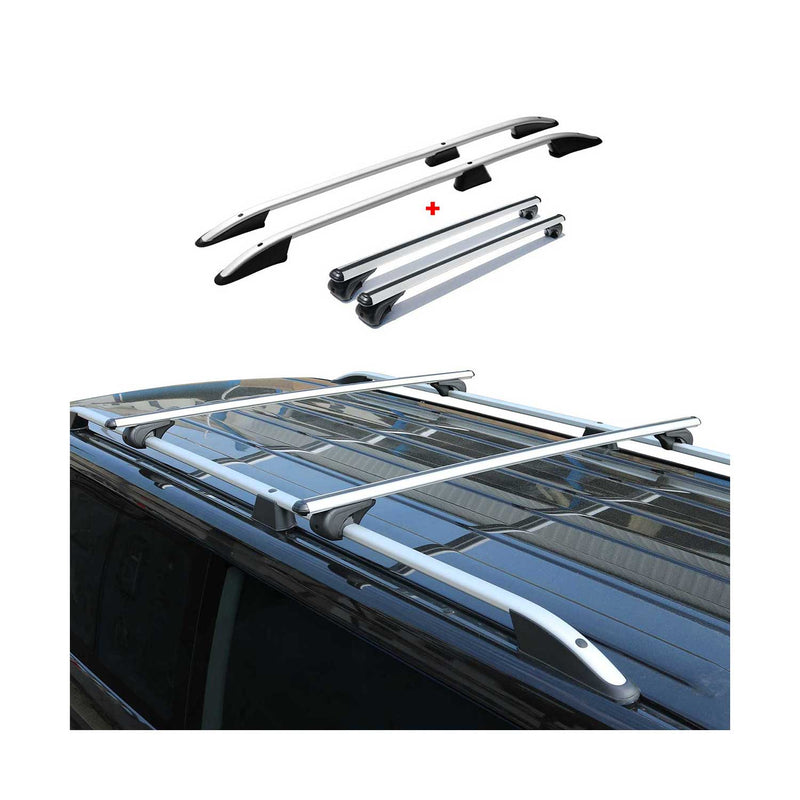 Dachreling + Dachträger für Mercedes Vito W639 W447 L2 Mittel  Alu Grau 4x