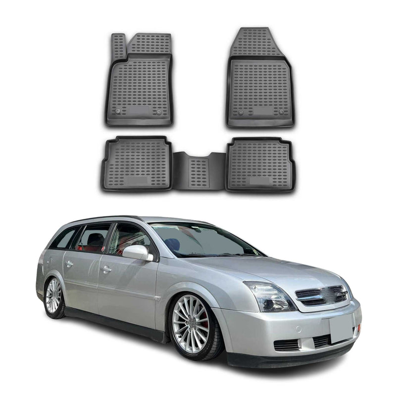 Tappetini in TPE neri per Opel Vectra SW 2002-2008, 4 pezzi.