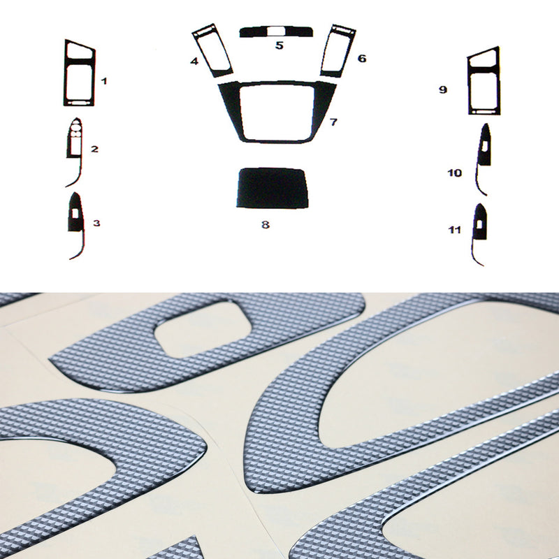Decorazione interna abitacolo per Hyundai i30 2007-2012 effetto carbonio 11 pezzi 