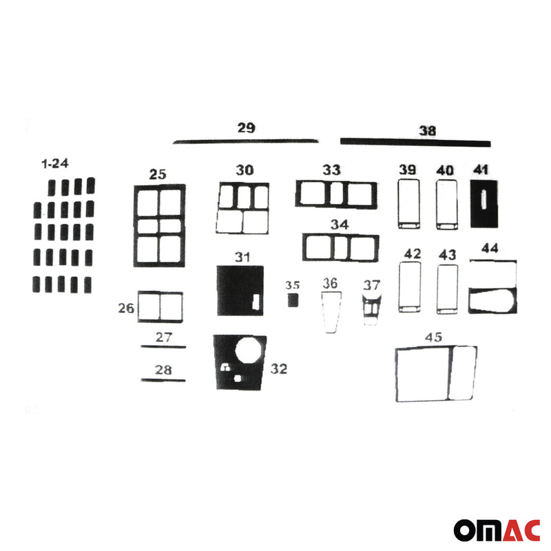 Decorazione interna abitacolo per Volvo FH 460 2002-2012 effetto carbonio 45 pezzi 