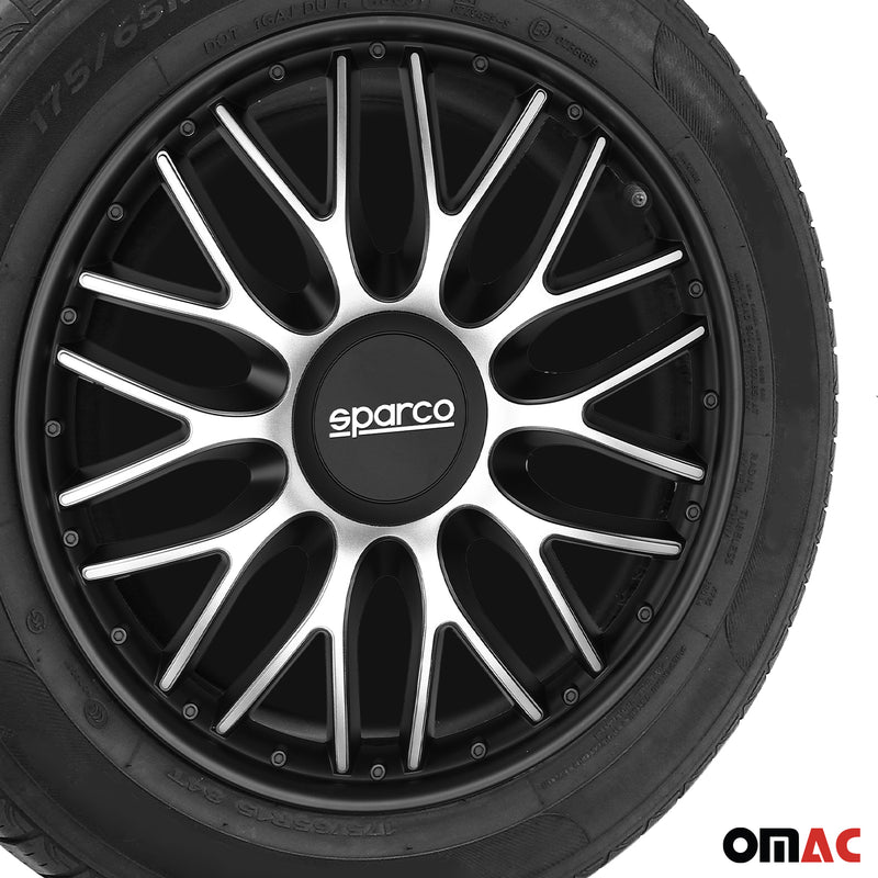 Coprimozzi Sparco 15 pollici Roma argento nero 4 pezzi