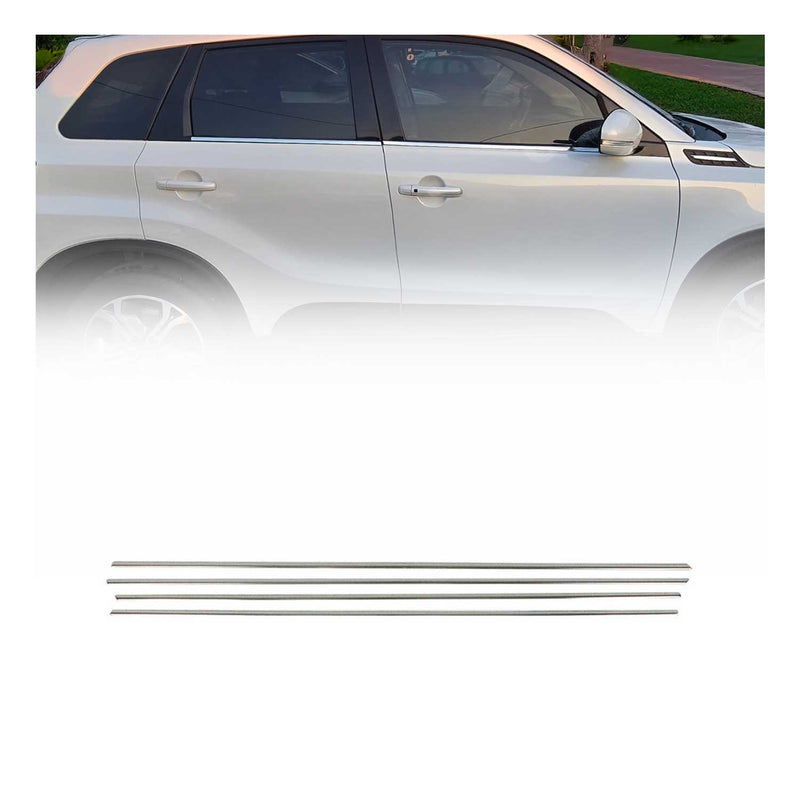 Listelli decorativi per finestrini Suzuki Vitara 2015-2025 in acciaio inox cromato, 4 pezzi
