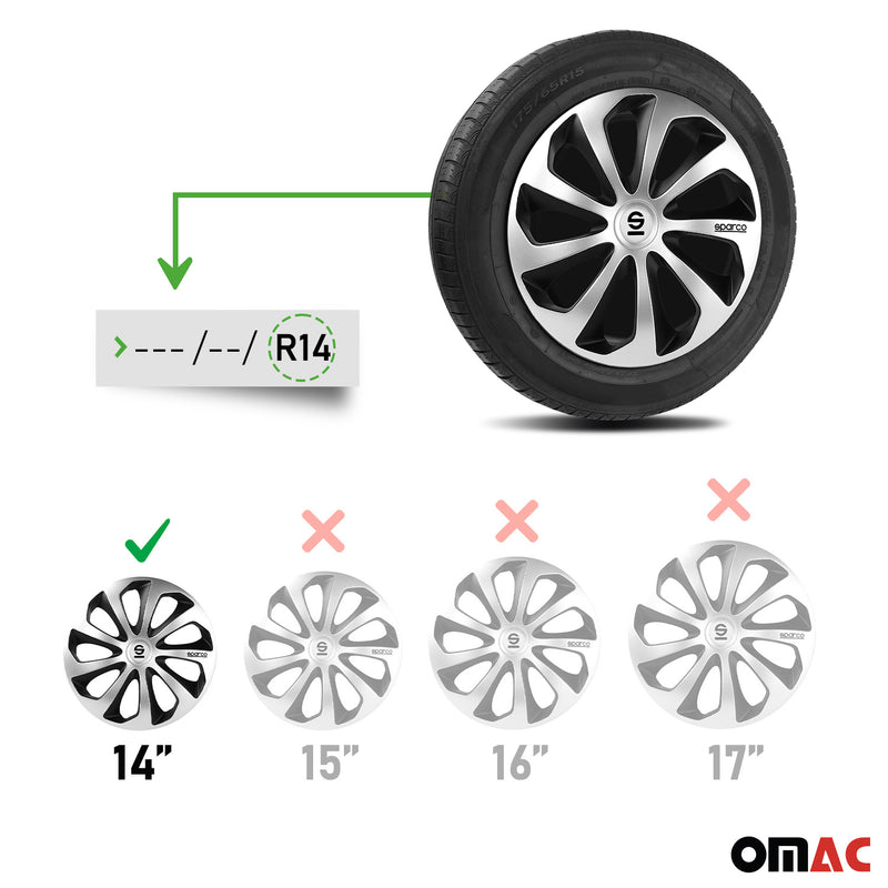 Coprimozzi Sparco 14 pollici Sicilia Argento Nero 4 pezzi