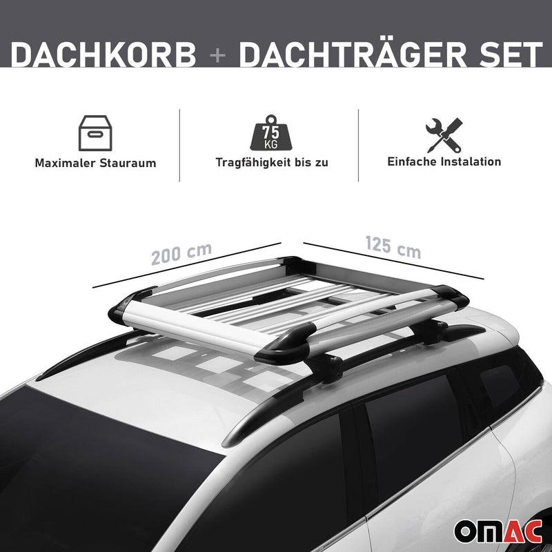 Set barre portatutto + portapacchi per VW Amarok 2010-2021 alluminio argento 3 pezzi 