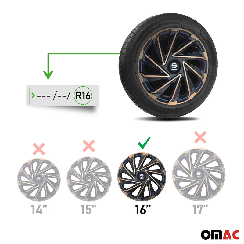 Coprimozzi Sparco 16 pollici Varese Oro Nero 4 pezzi